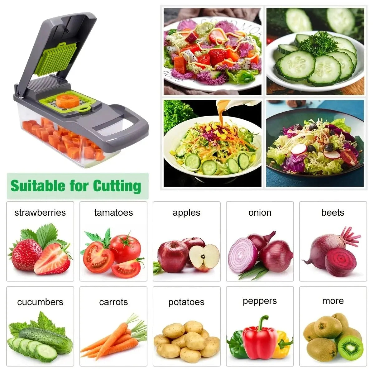 16pcs/Set Multifunctional Vegetable Chopper